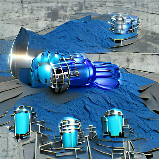 Futuristic Metallic Reactor Core with Blue Energy
