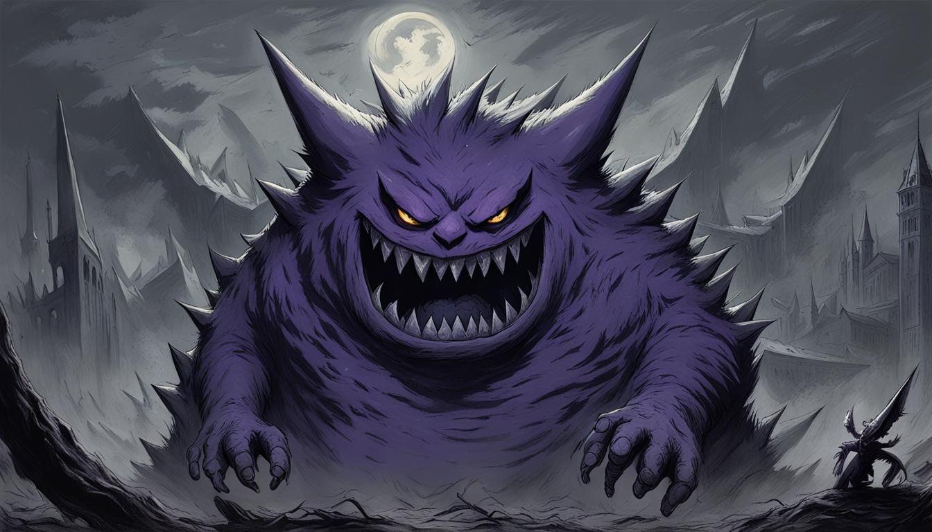 Horror Gengar Illustration in Doré and Rutkowski Style