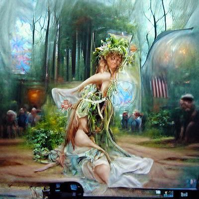 Ethereal Elf Druid Dancer in Art Nouveau Style