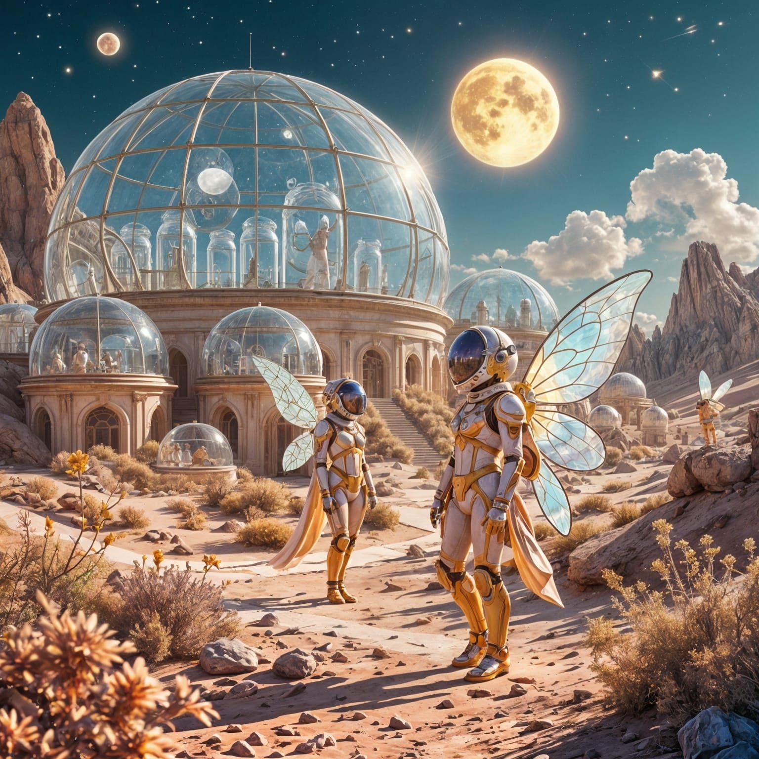 Mars City With Biodomes for Breathing