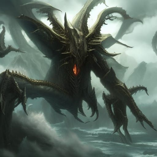 Detailed Dragon in Dark Fantasy Concept Art