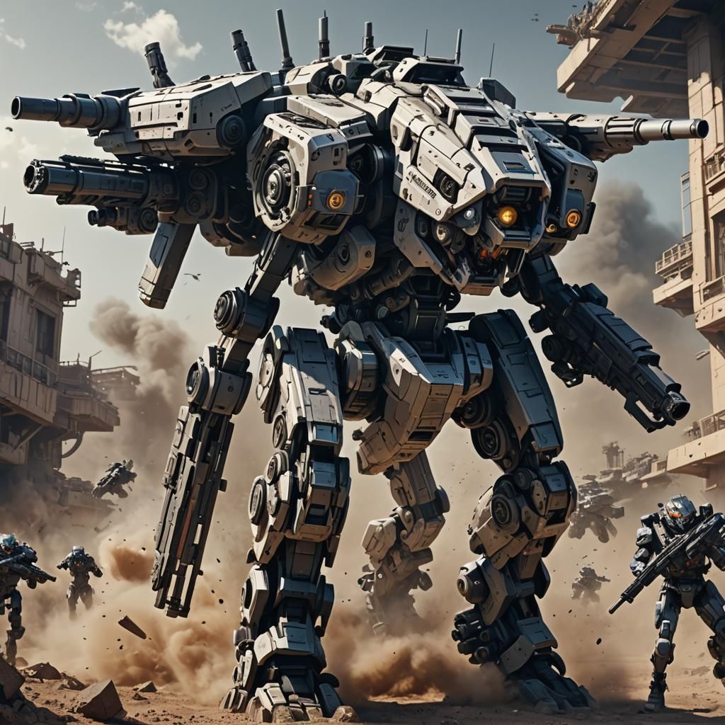 Zoid Running with Rifle in Sci-Fi Setting