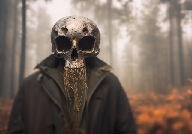 Surreal Skull: Blueprint Meets Ethereal Portrait