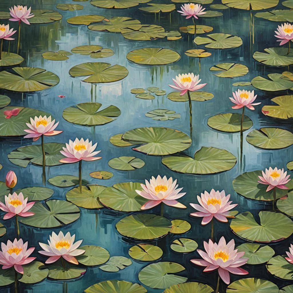Enchanting Water Lilies in a Tranquil Landscape