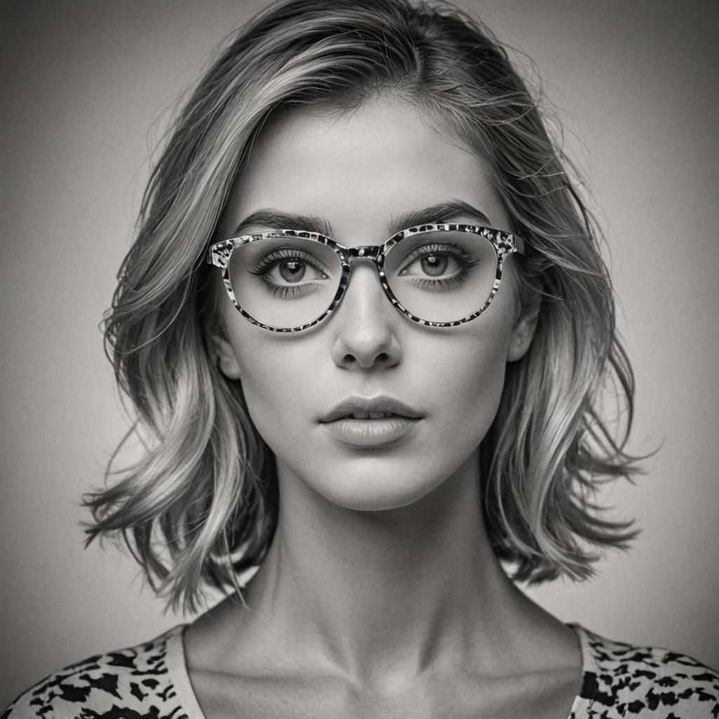 Abstract Pixel Portrait in Halftone Style