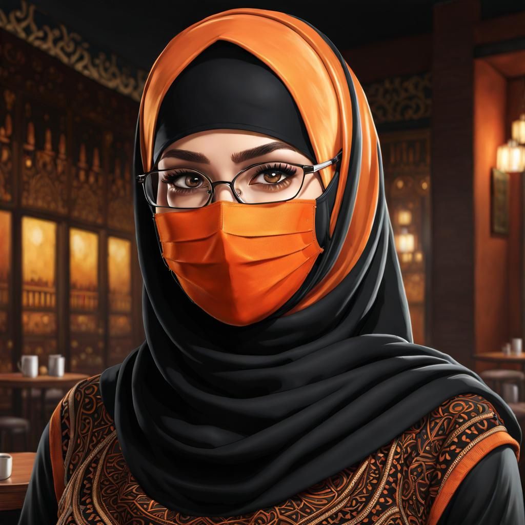 Egyptian Woman in Hijab and Facemask