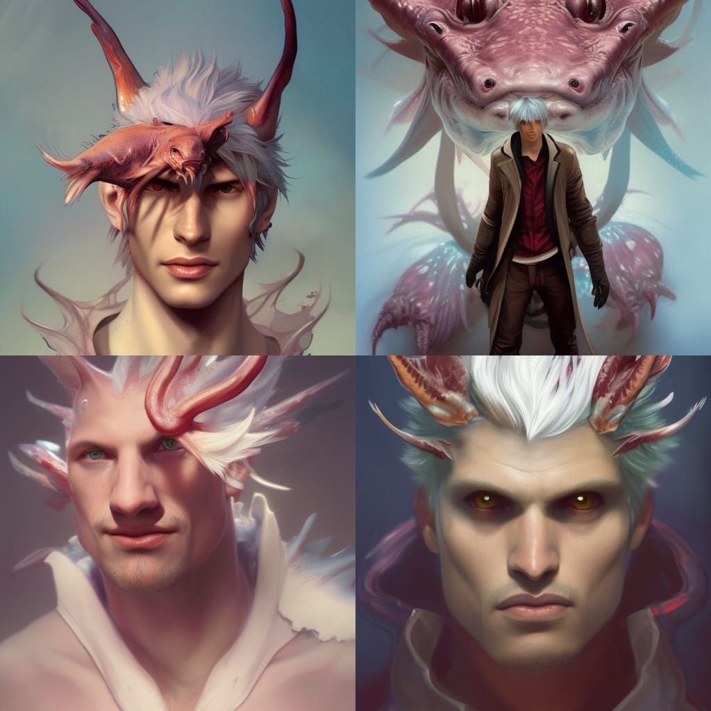 Dante as Axolotl: Hyperdetailed Artstation Portrait
