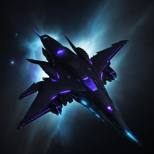 Futuristic Coffin Spaceship Concept Art in Nebula