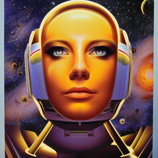 Stunning Cyborg, space Art by Detlev Van ravenswaay, Julie Perrot, lane Owen