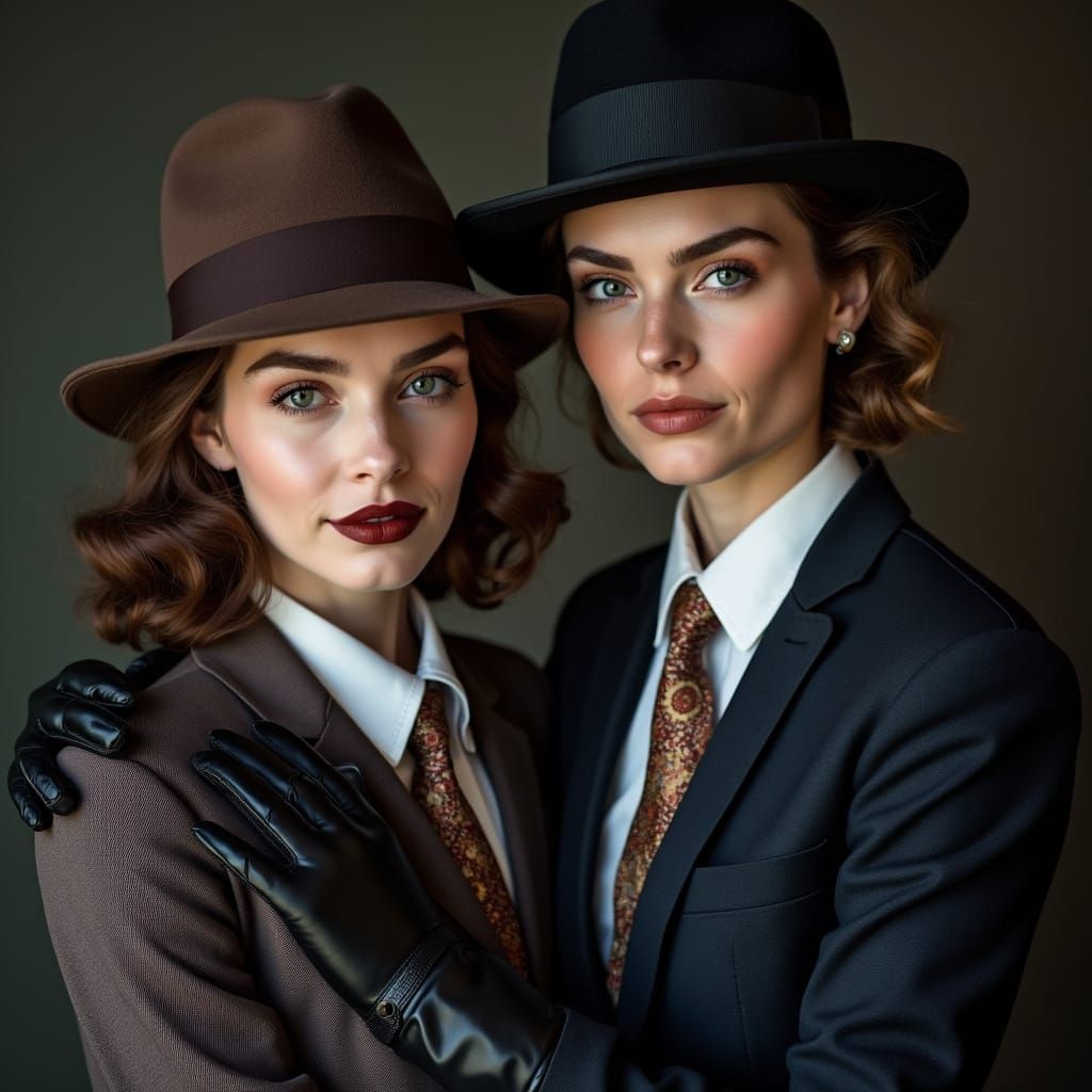 Two Women in Elegant Business Attire Share a Warm Moment