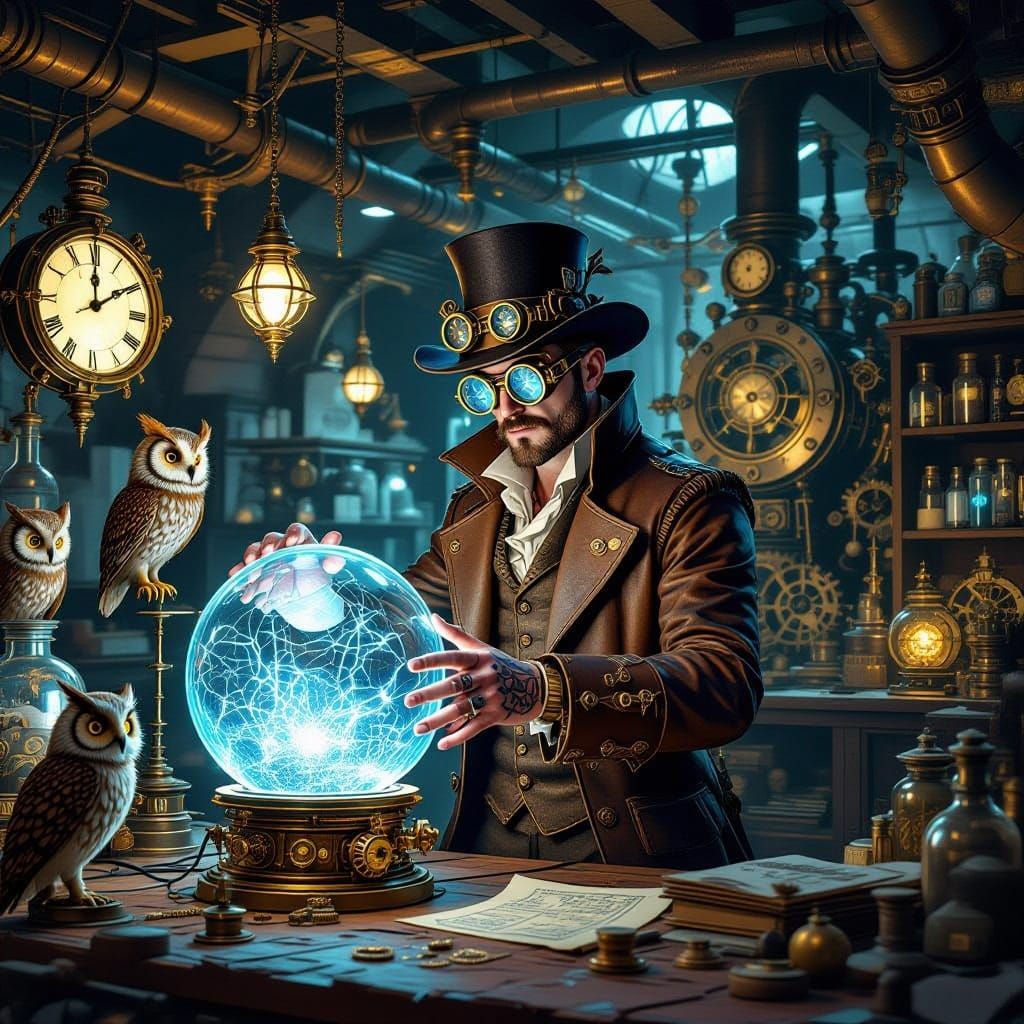 Steampunk Mad Scientist's Workshop in Victorian London