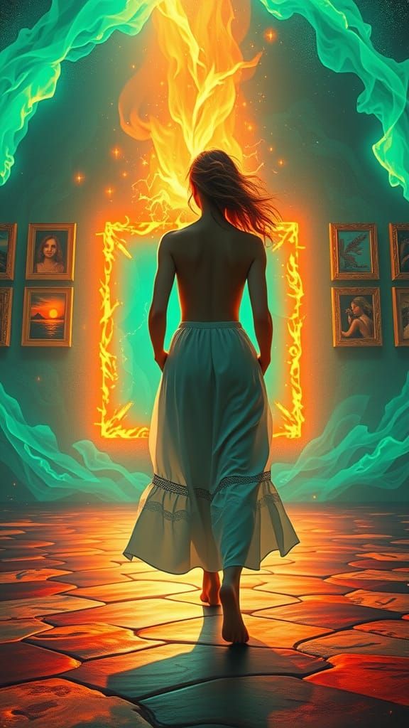 Emerald Vortex Beckons: Dreamlike Digital Art