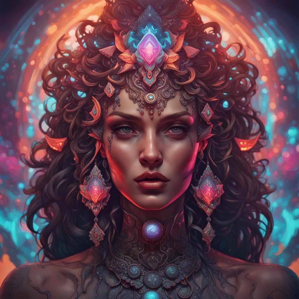 Sensual Dark Psytrance Portrait in Hyperdetailed Style