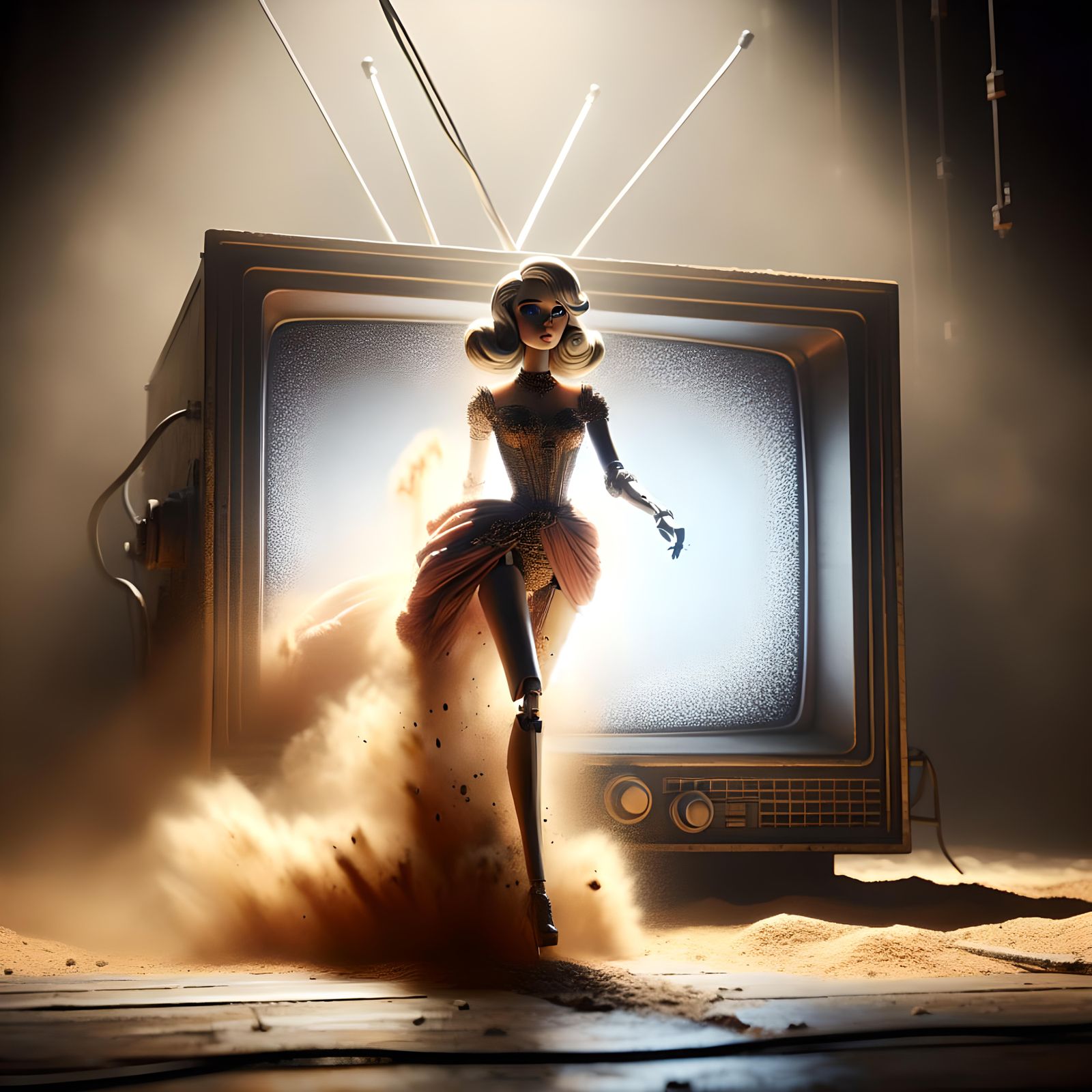 Fashion Doll Emerges From Screen: Digital Matte Painting