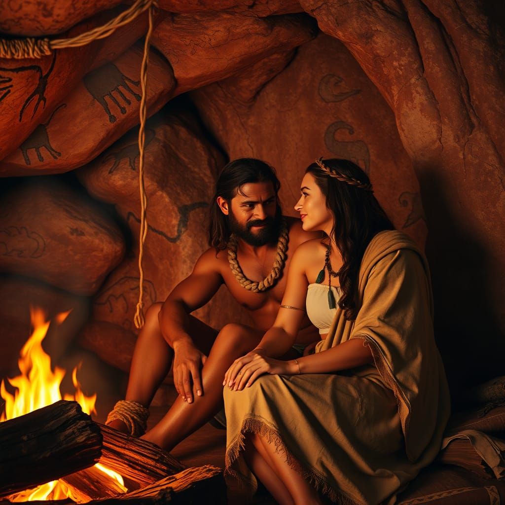 Loving Gaze in Prehistoric Cave Home