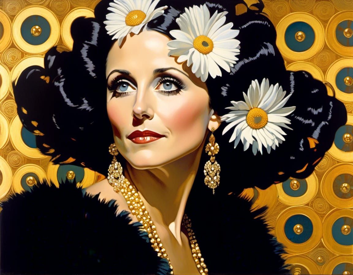Julia Louis-Dreyfus Portrait in Bohemian Pop Art Style