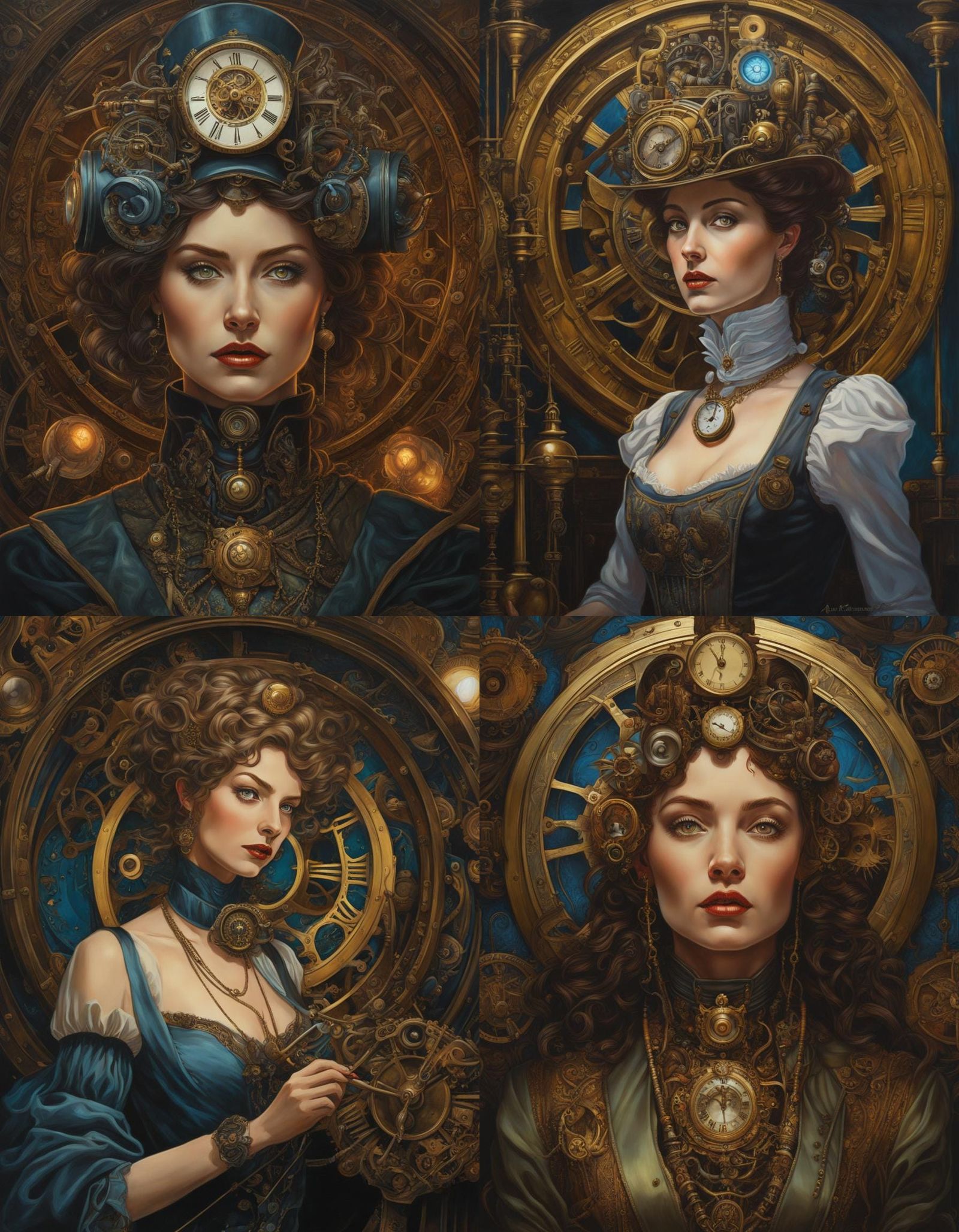 Clockwork Lady Portrait in Steampunk Style