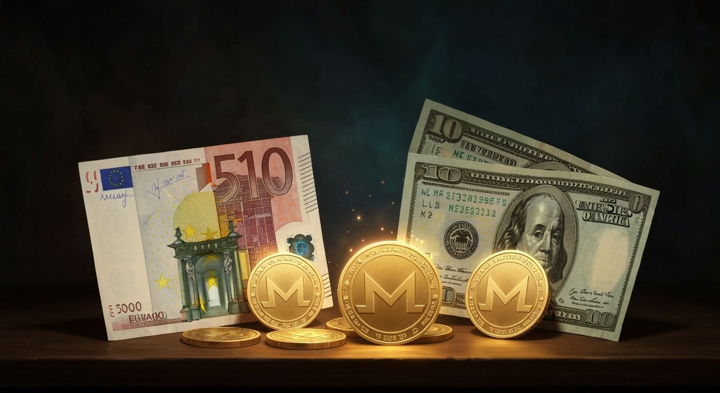 Currency Display: Euros, Dollars, and Monero Coins