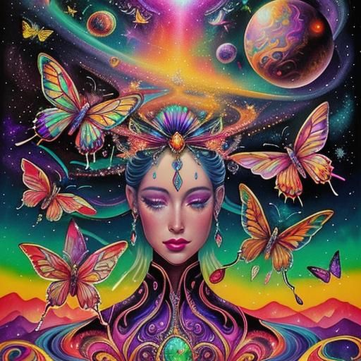 Psychedelic Concert Poster with Iridescent Insects