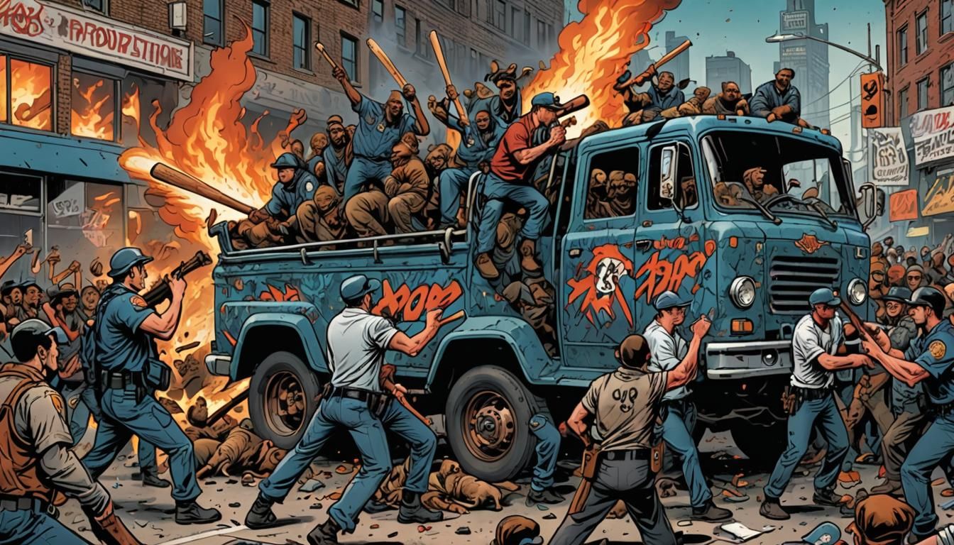 Zoo Animals Riot Comic Book Art