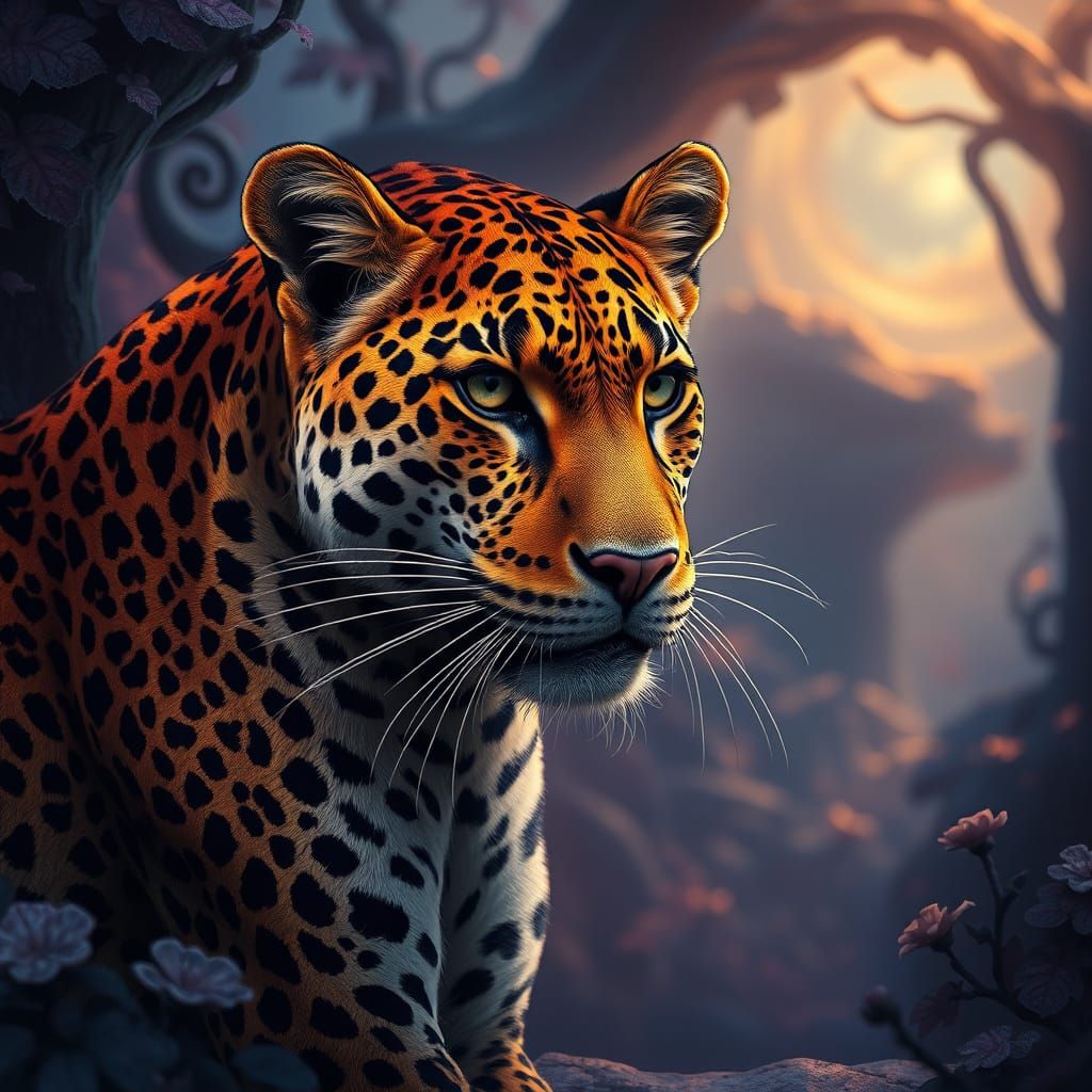Majestic Leopard in Enchanted Forest