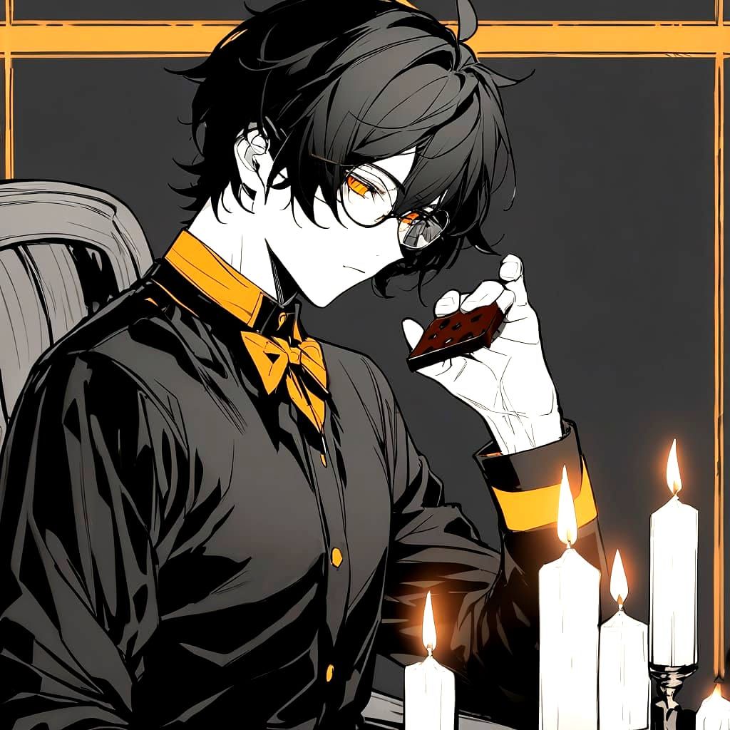 Fox-Eared Boy Enjoys Chocolate in Anime Style