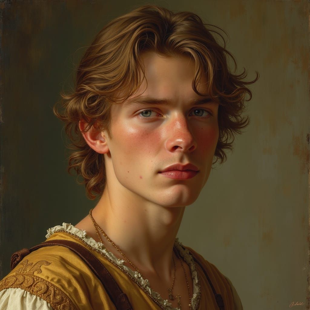 Nobleman Portrait: Golden Skin, Elegant Rustic Style