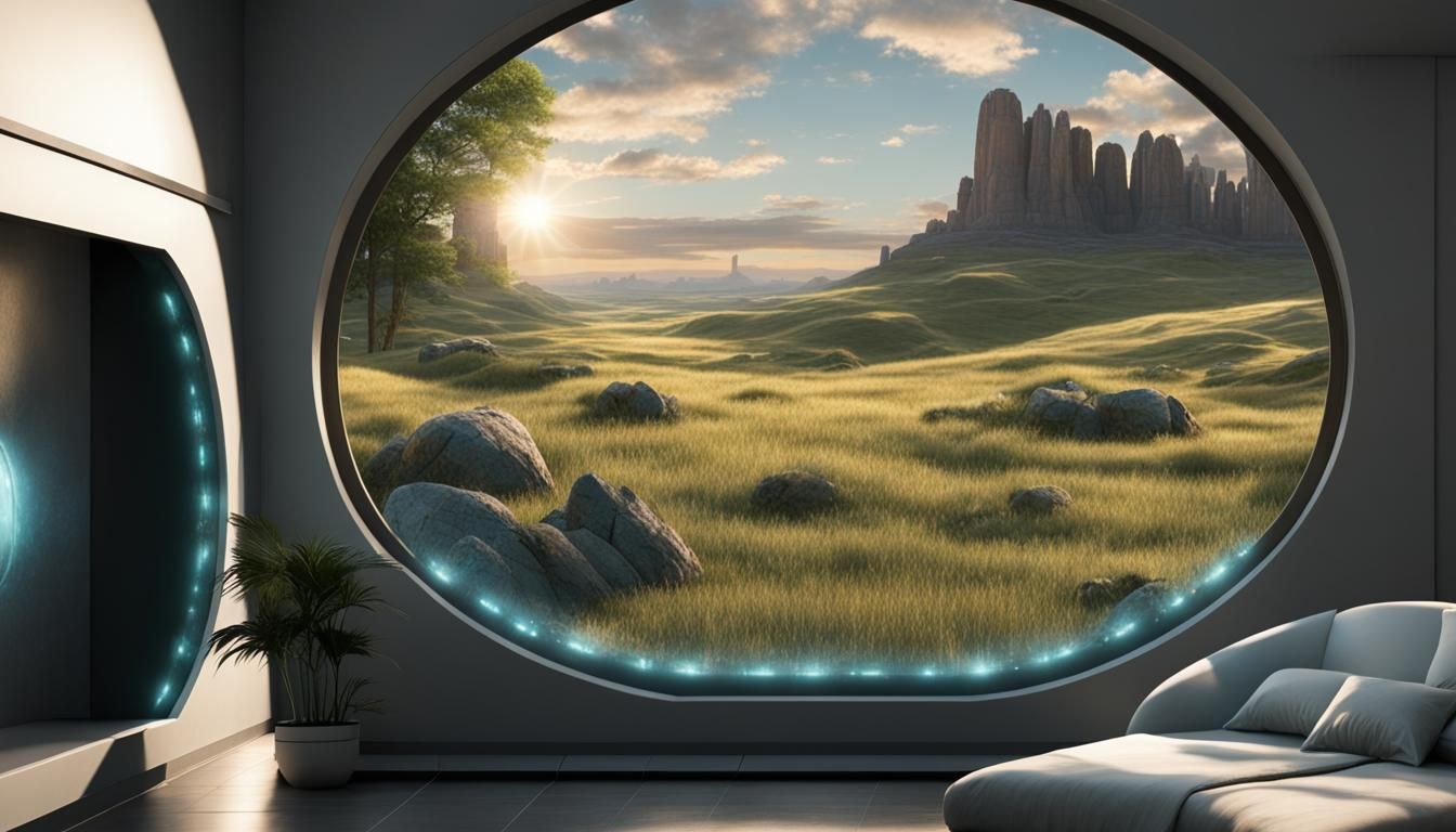 Sci-Fi Room with Prairie View and Three Suns