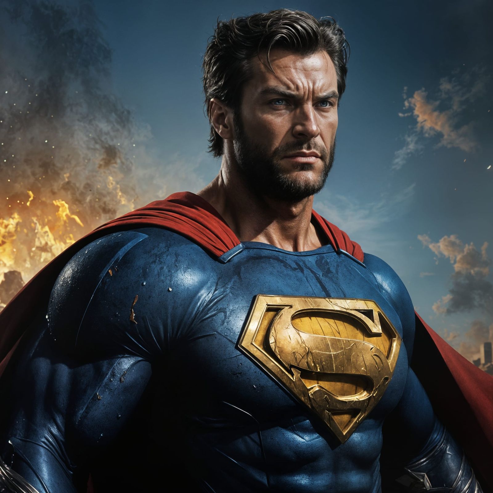 Hyperrealistic Superman Wolverine Splash Art