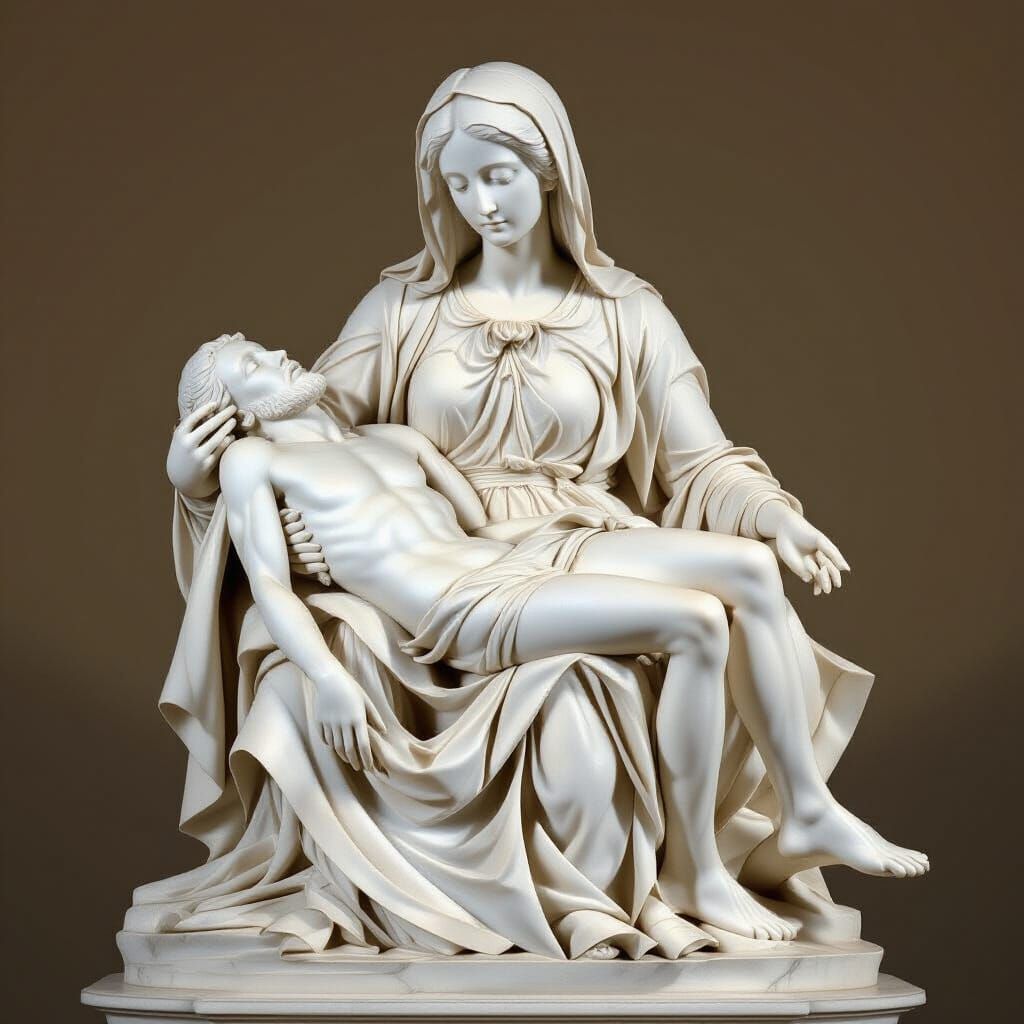 The Pietà: Marble Sculpture of Virgin and Christ