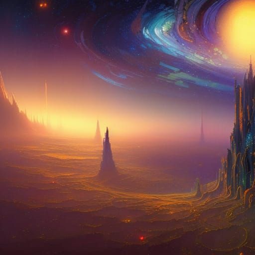 Vibrant Night Sky with Stars and Galaxies