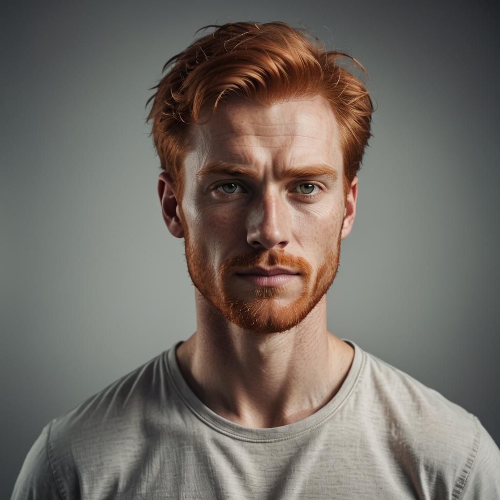 Handsome Red-Haired Man in Photorealistic Portrait