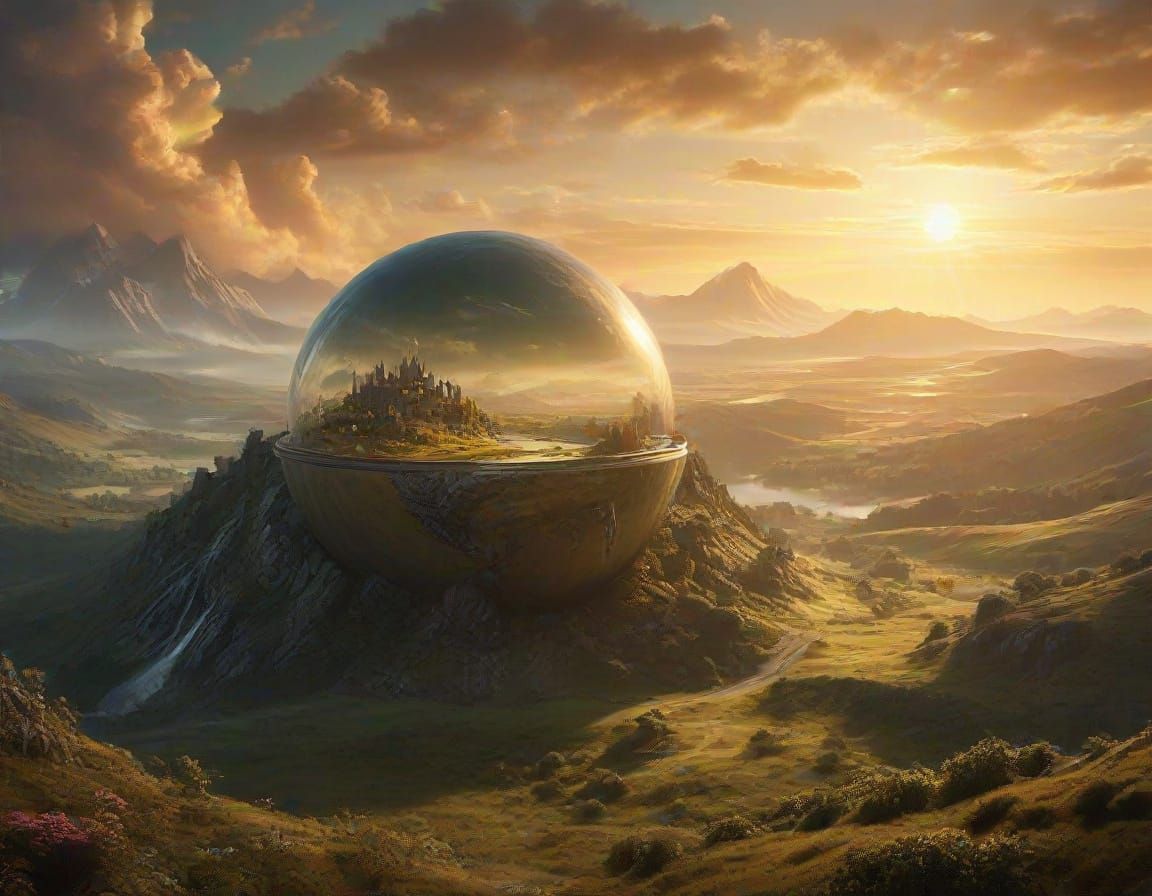 Dreamy Shire Diorama in Space: Fantasy Concept Art