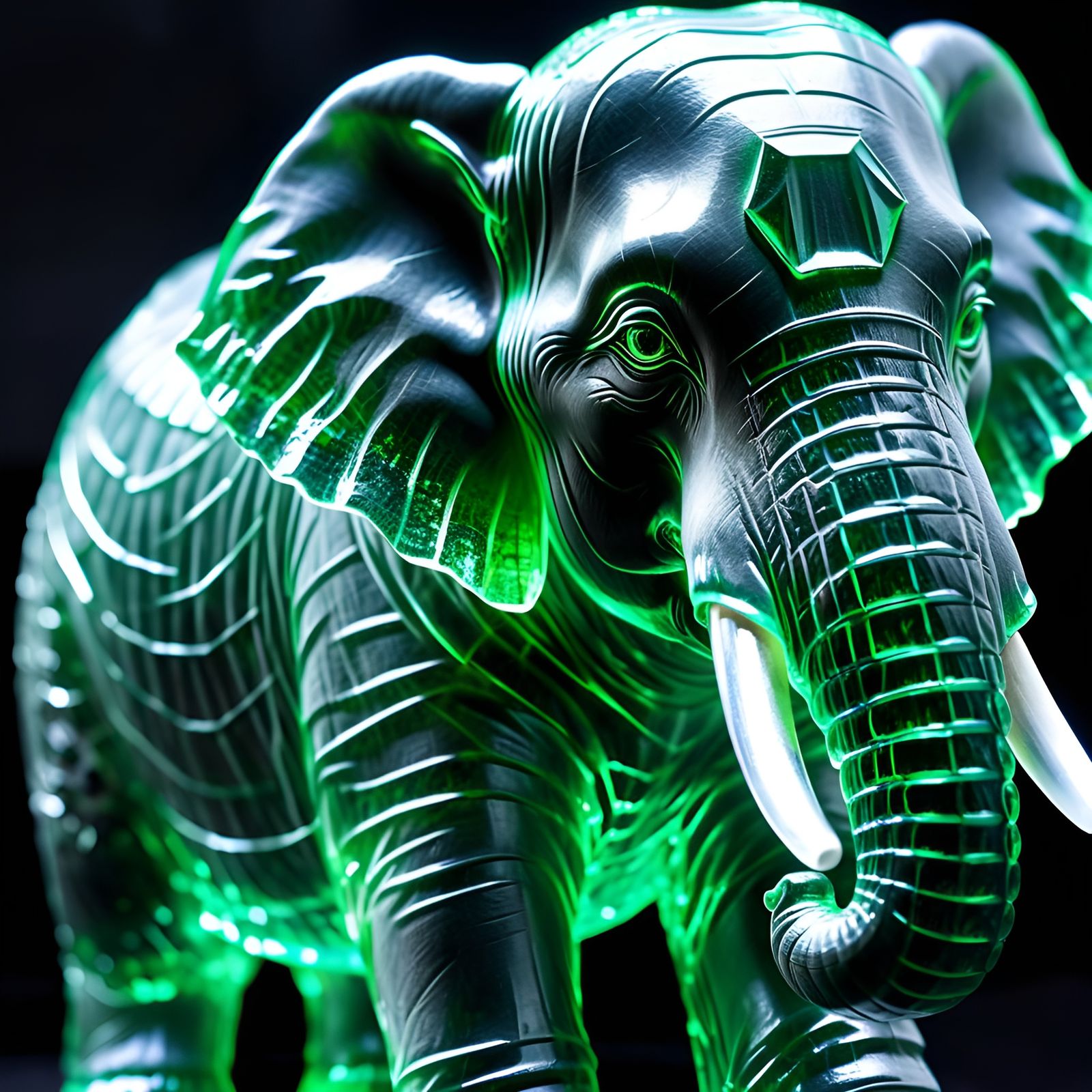 The emerald statue took shape to depict a wise giant