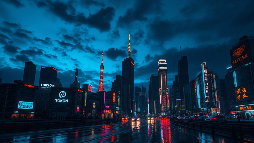 Cyberpunk Tokyo at Dusk: Photorealistic Matte Painting