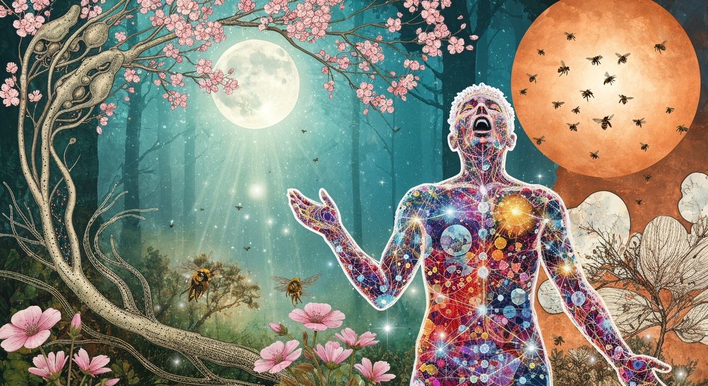 Rebel Bio Art Collage in Ethereal Forest Light