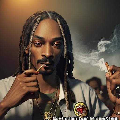 Hyperrealistic Snoop Dogg Smoking with Friends