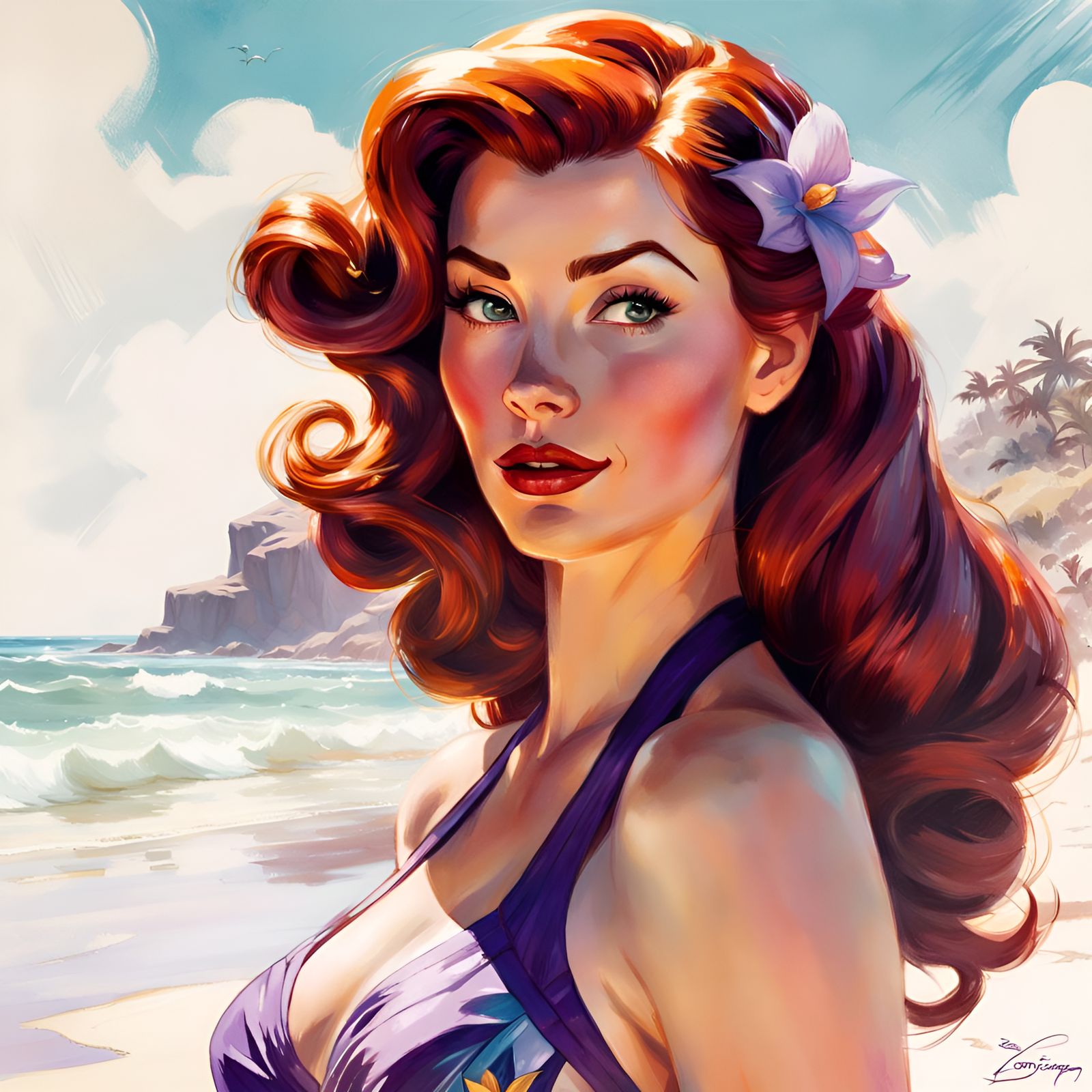 Megara on the Beach: A Pin-Up Portrait