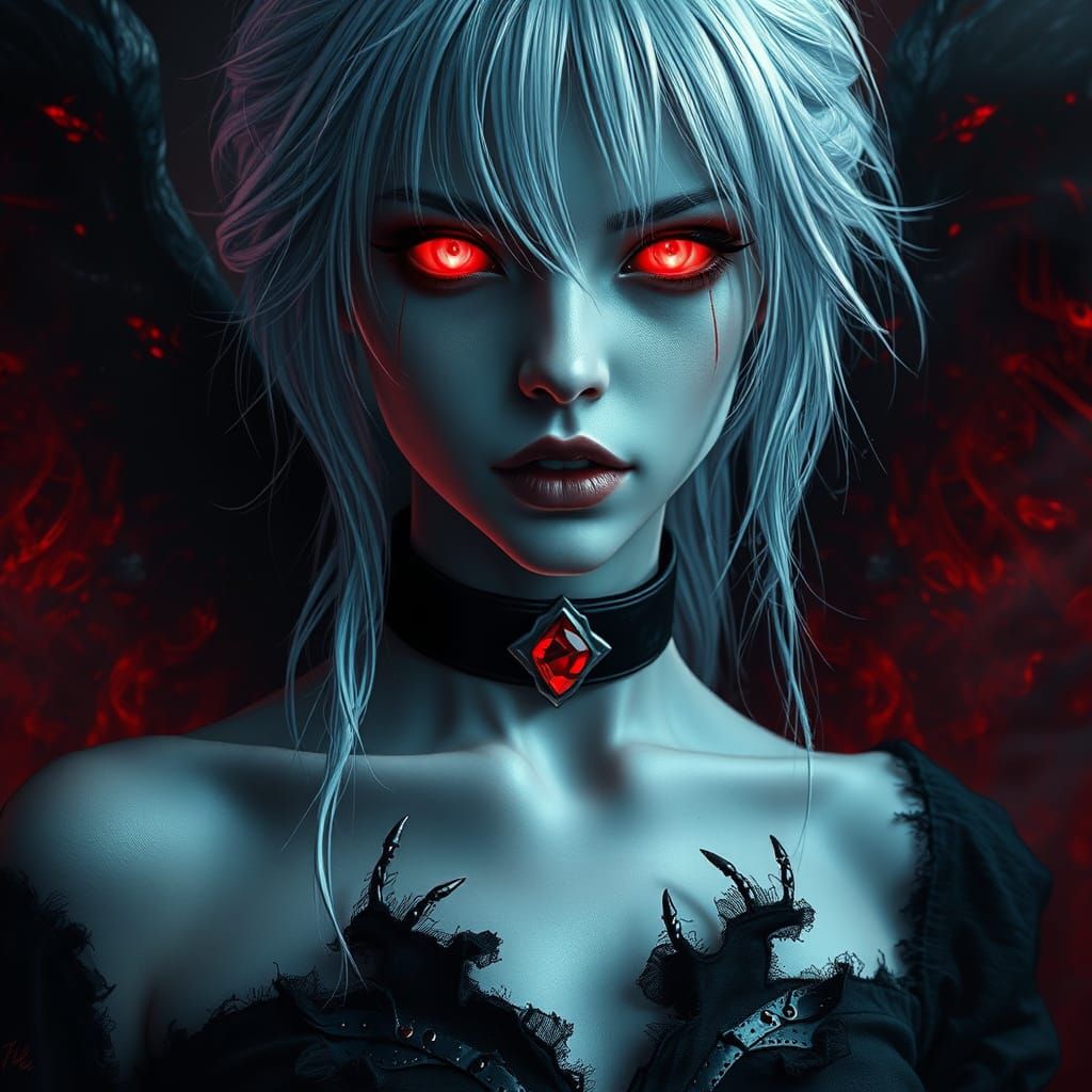 Ethereal Vampire Goddess in Dark Romanticism Style