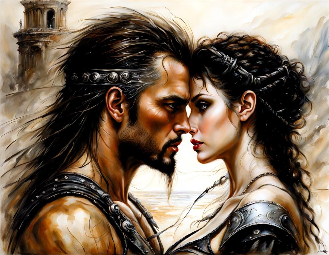 Romantic Gaze in Oil Painting Style