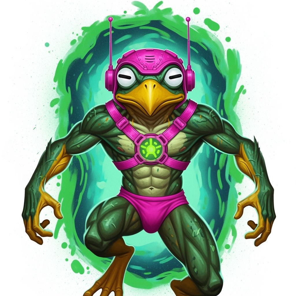 Frogoid Creature Emerges From Portal in Graffiti Style