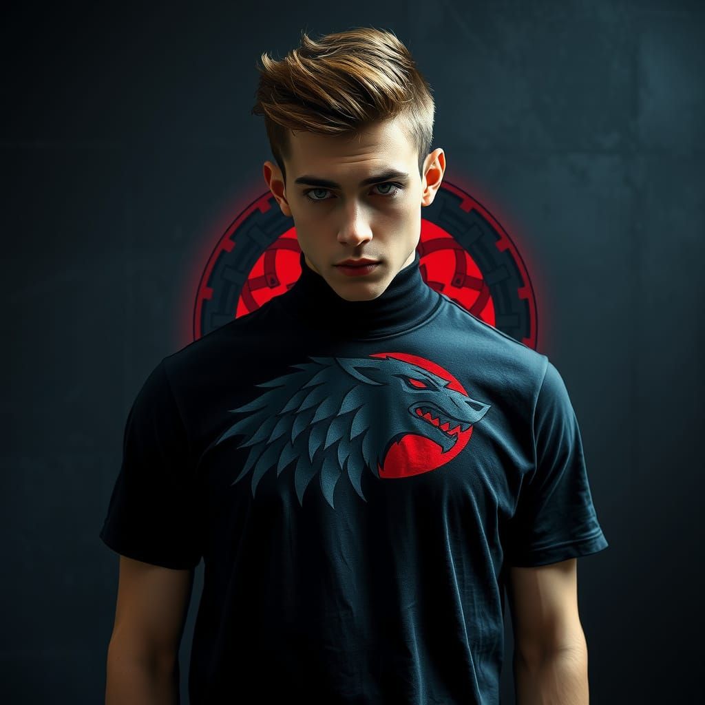 Wolf Silhouette T-Shirt Design in Dark Fantasy Style