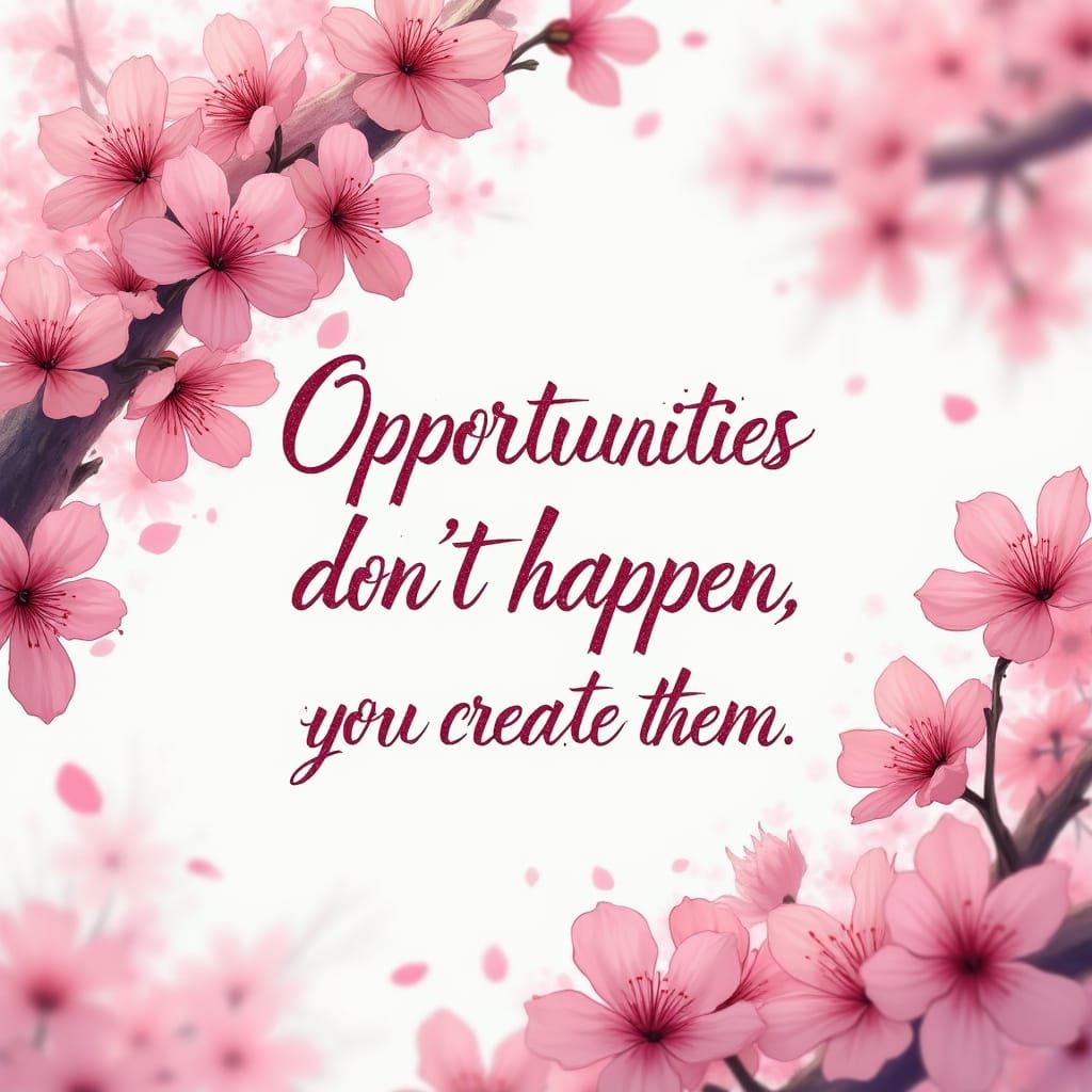 Anime Cherry Blossoms with Japanese Calligraphy