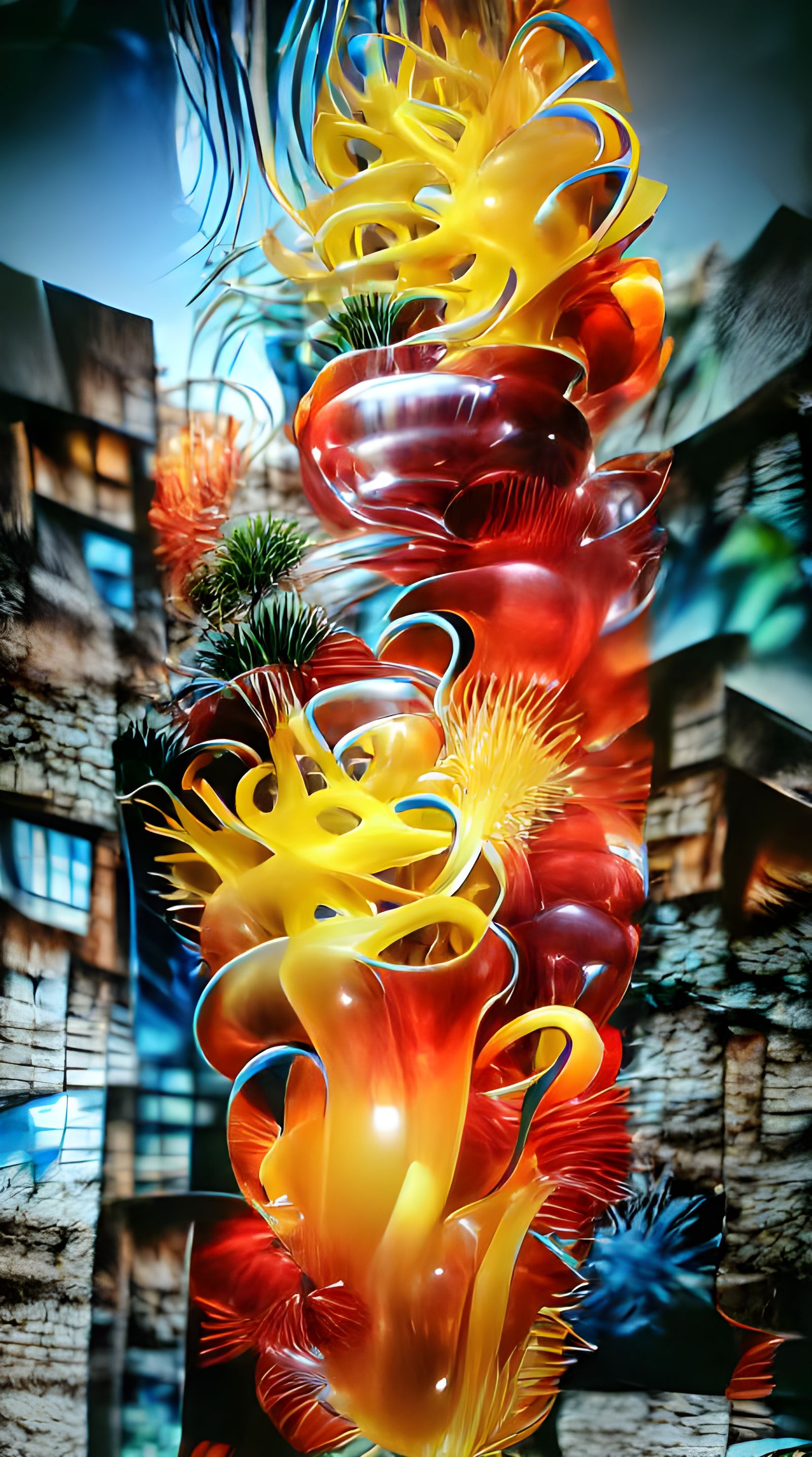 Chihuly-Inspired Abstract Glass Sculpture