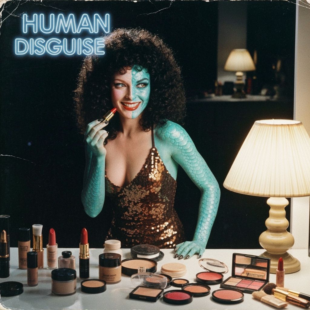 Woman with Dual-Toned Face in 1980s VHS Style