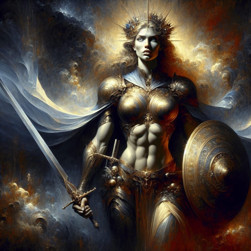 Fantasy Female Warrior with Sword in Vallejo Style