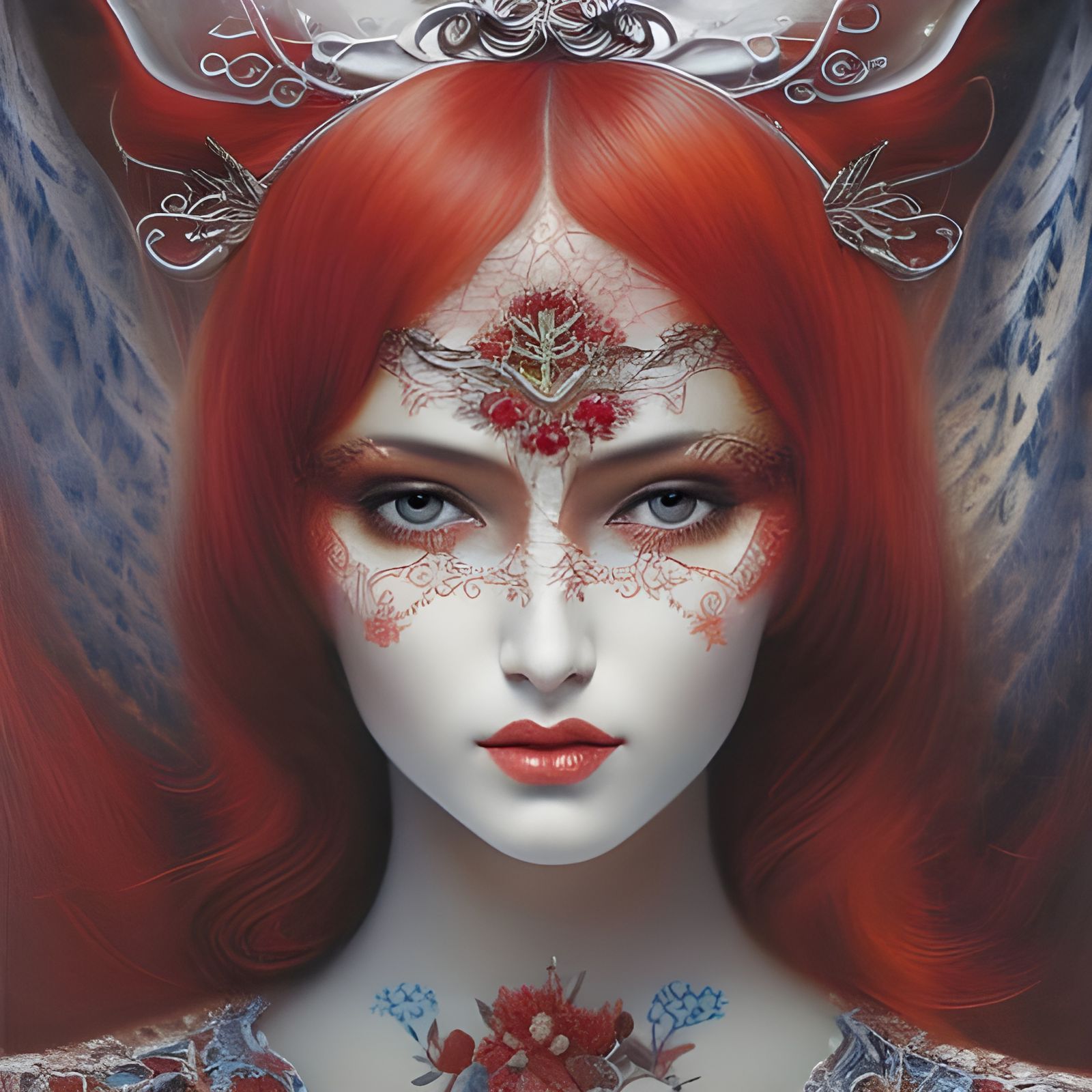 Porcelain Faced Girl Portrait in Dark Fantasy Style