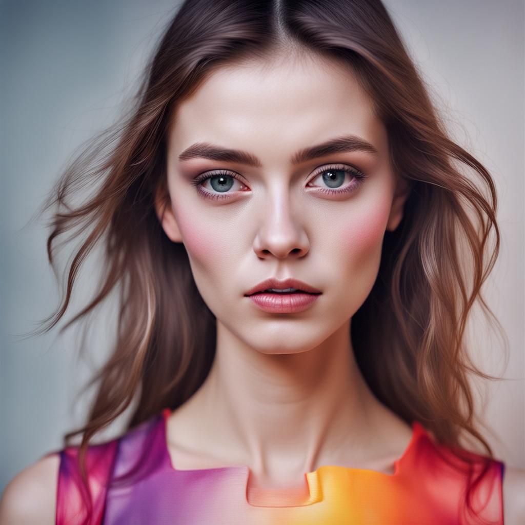 Realistic Fashion Model in Action Painting Style