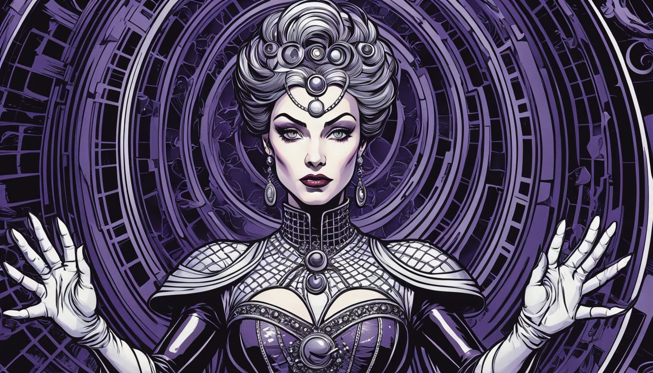 Psychic Villainess in American Comic Art Style