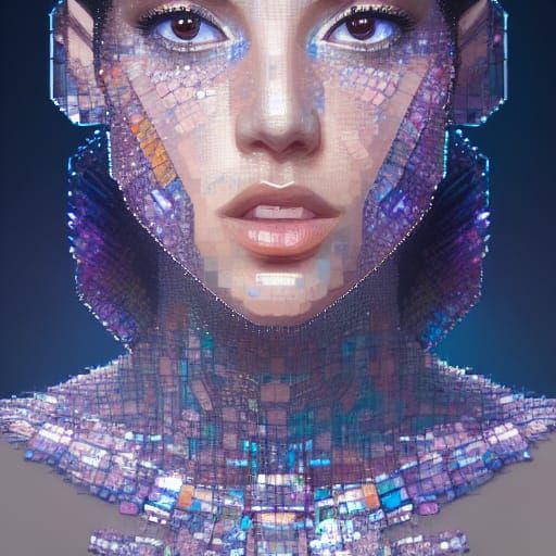 Crystalline Portrait in Cosmic Digital Art Style